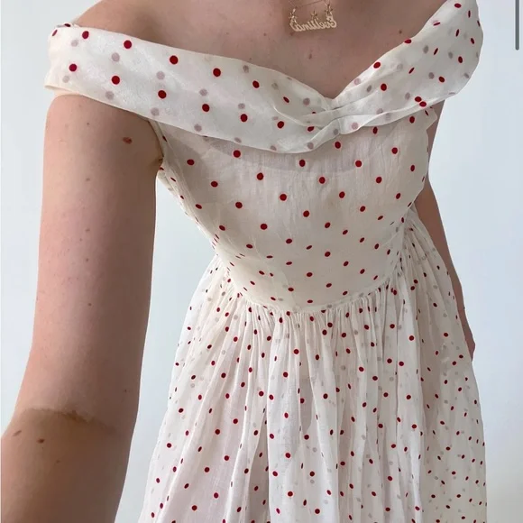 Eveliina Vintage 1950s Polka Dot sheer dress XS - Picture 2 of 11